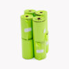 Rolls of green compostable dog waste bags