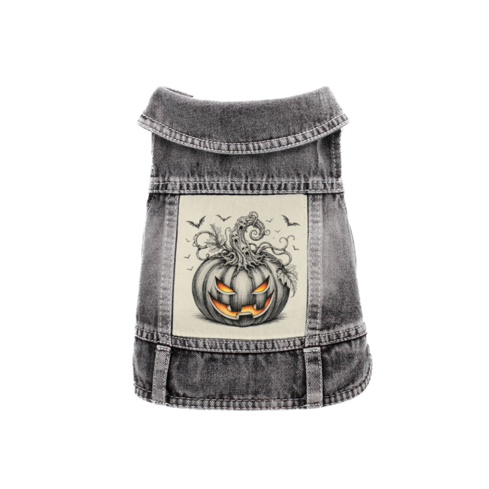 Wicked Pumpkin Denim Vest