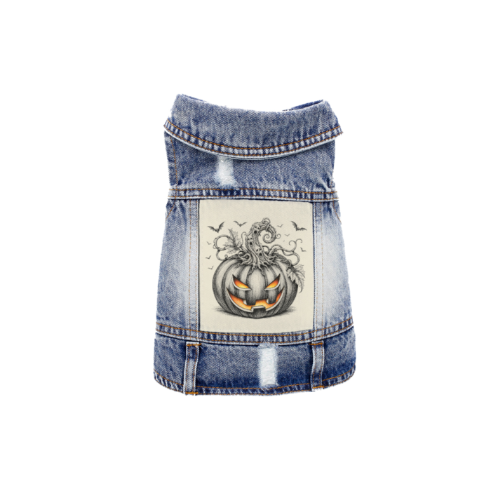 Wicked Pumpkin Denim Vest - Image 4